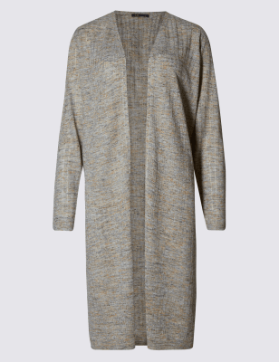 Open Front Longline Cardigan with Linen | Twiggy | M&S