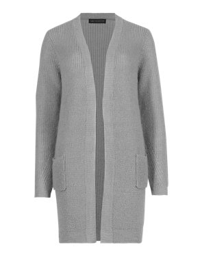 Open Front Longline Cardigan with Wool Image 2 of 4