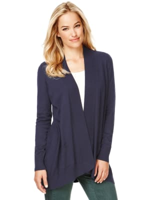 Navy - Open Front Waterfall Cardigan