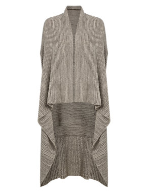 Open Front Ribbed Knitted Wrap Image 2 of 5