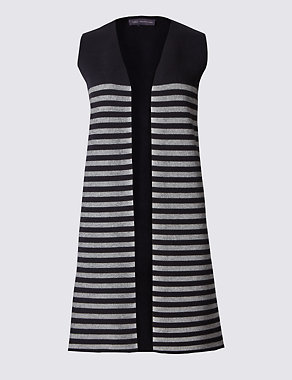 Open Front Sleeveless Striped Cardigan Image 2 of 3