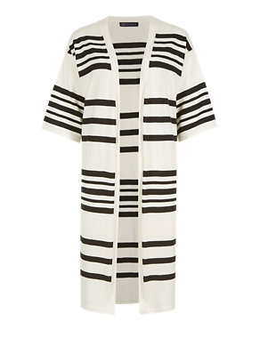 Open Front Striped Midi Cardigan Image 2 of 4