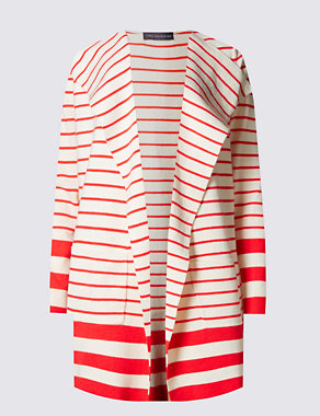 Open Front Waterfall Soft Striped Cardigan Image 2 of 3