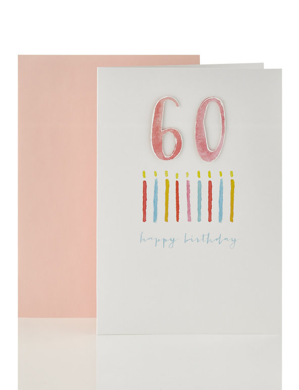Open Recipient Happy 60th Birthday Card with Candles Design Image 1 of 2