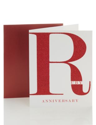 Open Recipient Ruby Wedding Anniversary Card Image 1 of 2