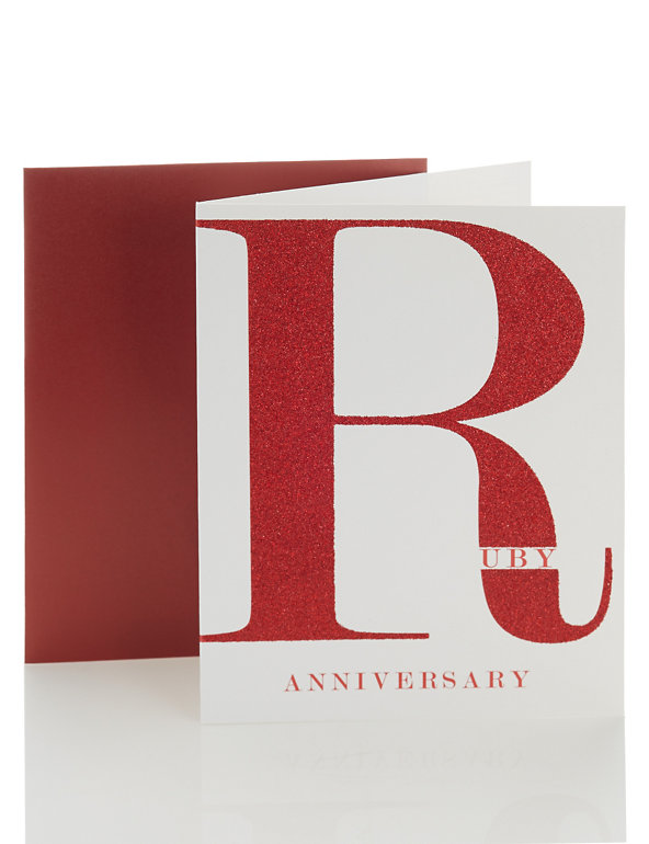 Open Recipient Ruby Wedding Anniversary Card Image 1 of 2