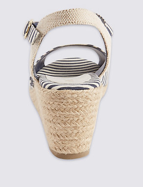Open Toe Striped Wedge Espadrilles Image 2 of 5