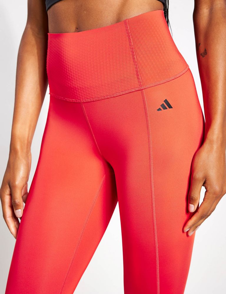 adidas Womens Optime Ribbed 7/8 Tights Red XL