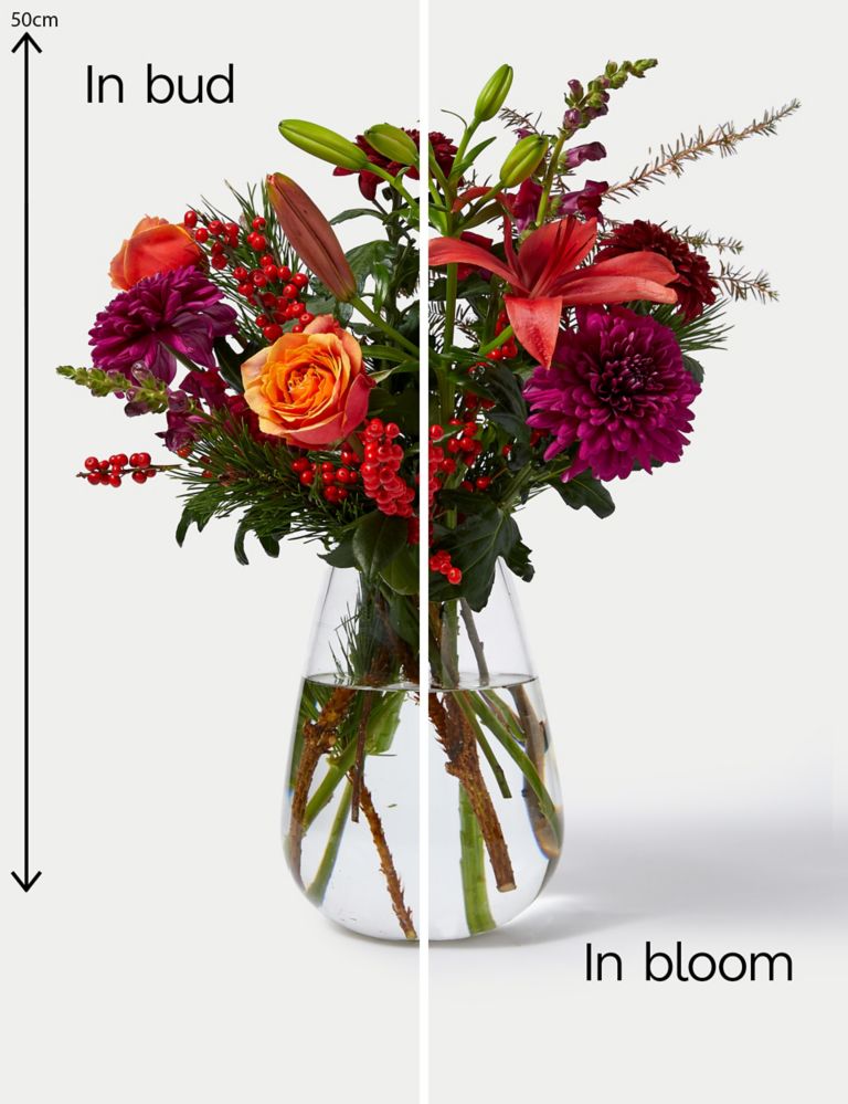 Orange Rose, Ilex & Chrysanthemum Bouquet (Delivery from 20th December  2023)