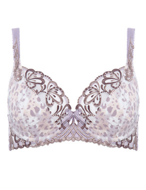 Orchid Embroidered & Animal Print Non-Padded B-DD Bra Image 2 of 4