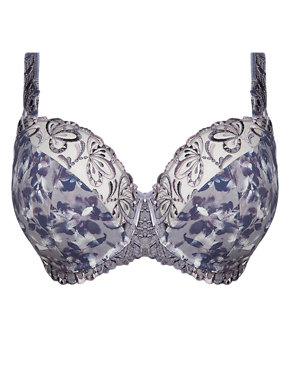Orchid Embroidered Printed Balcony Non-Padded DD-GG Bra Image 2 of 5
