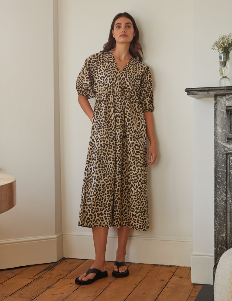 Cotton leopard top print dress
