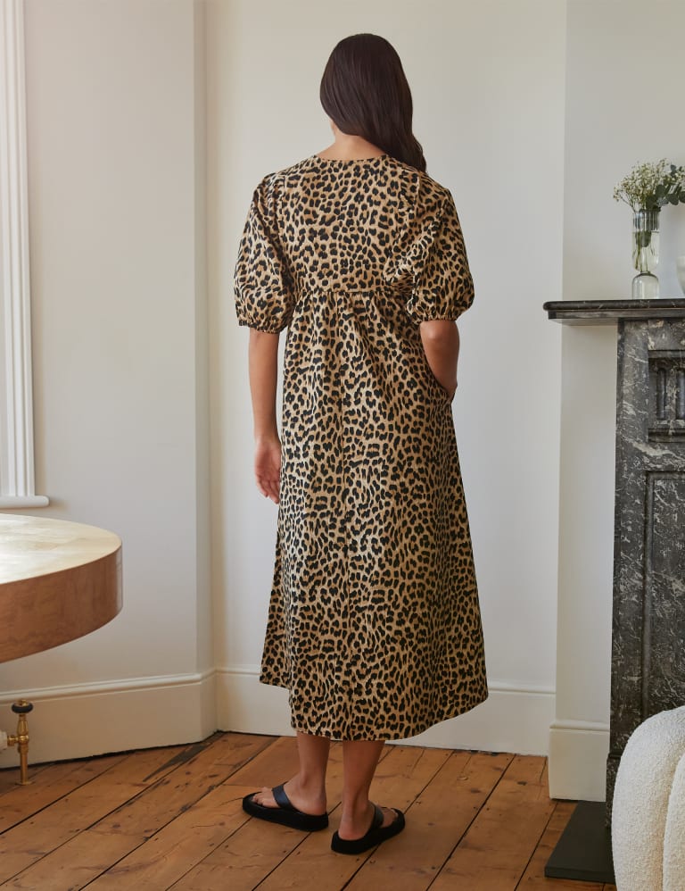 Organic Cotton Animal Print Midi Dress 3 of 4