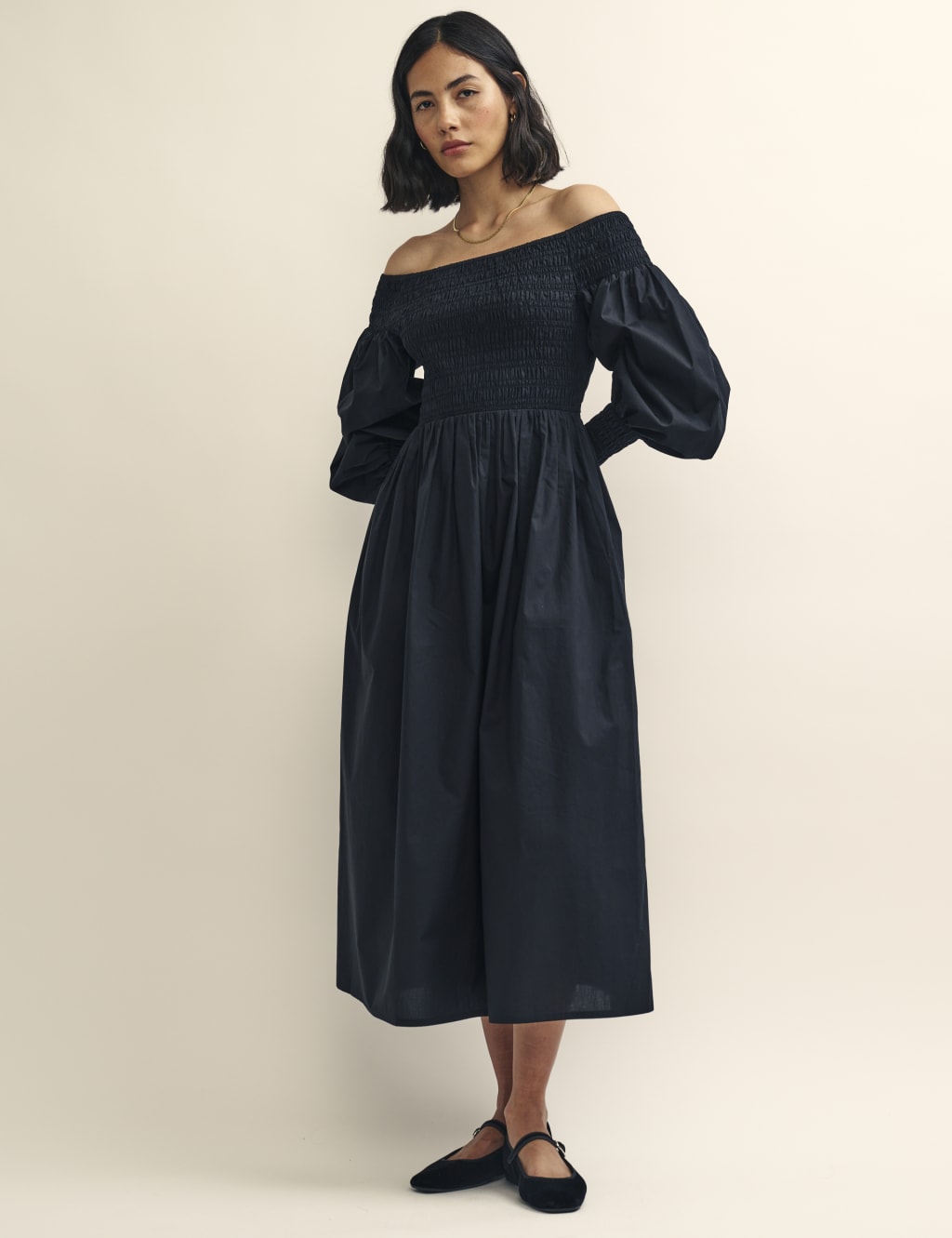 Organic Cotton Bardot Midi Waisted Dress Nobody s Child M S