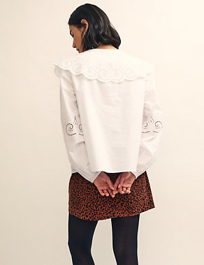 Organic Cotton Broderie Collared Blouse Image 2 of 4