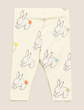 Organic Cotton Bunny Print Leggings (0-3 Yrs) Image 2 of 3