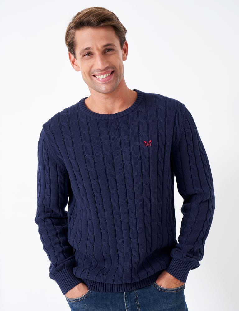 Organic Cotton Cable Crew Neck Jumper Crew Clothing M S