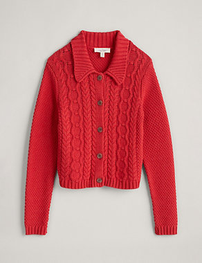 Organic Cotton Cable Knit Cardigan Image 2 of 5