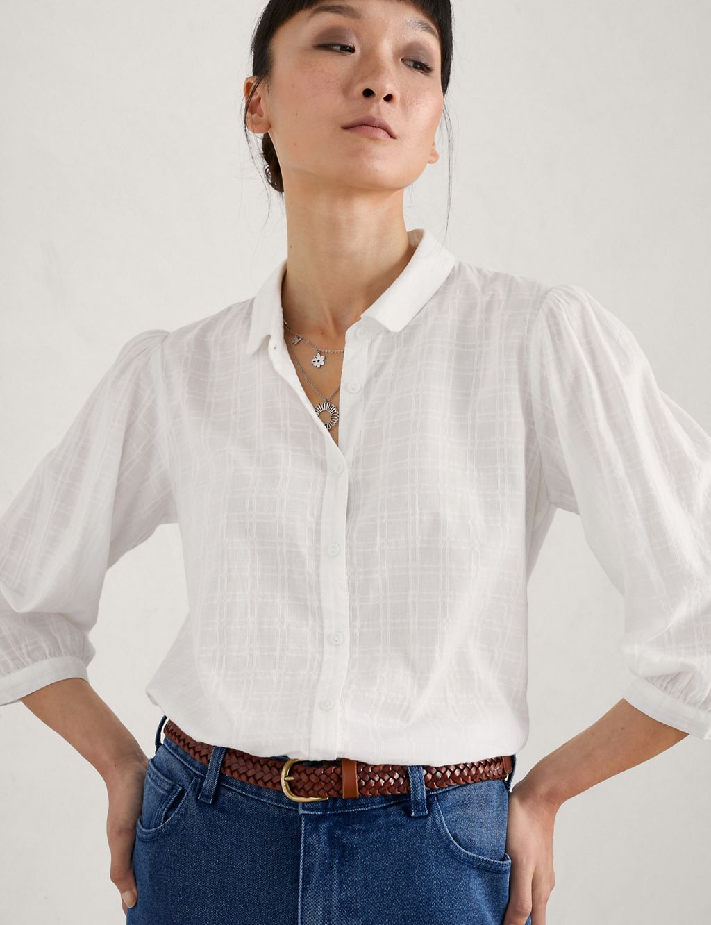 Organic Cotton Checked Blouse 2 of 5