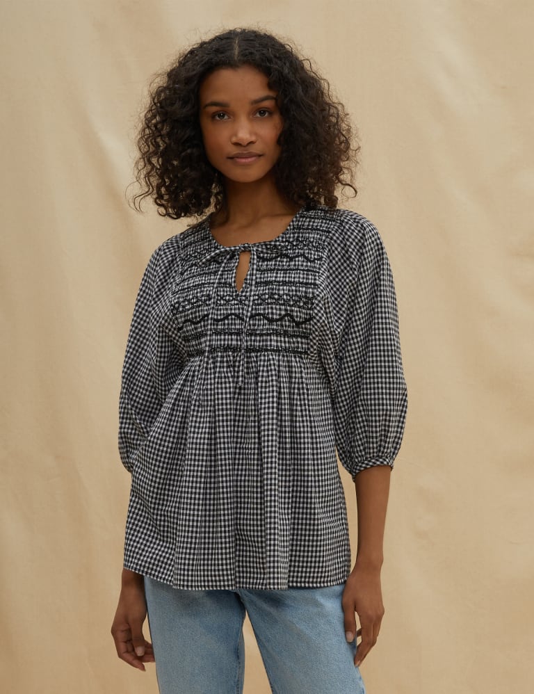 Smocked hem blouses top