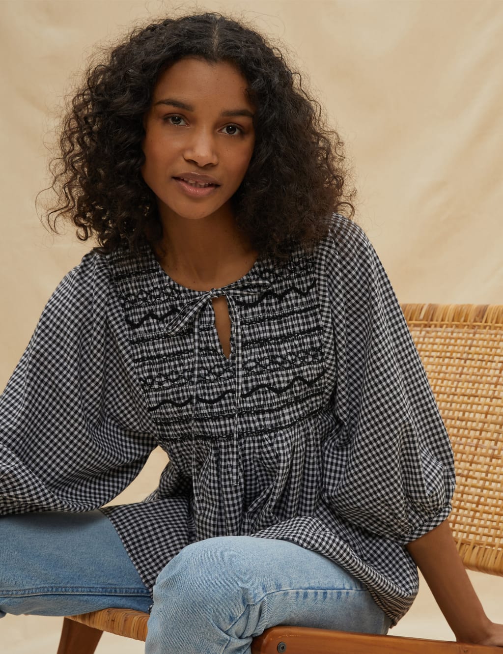 Smocked blouse hot sale