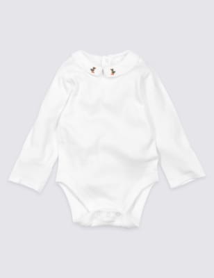 white collared baby bodysuit