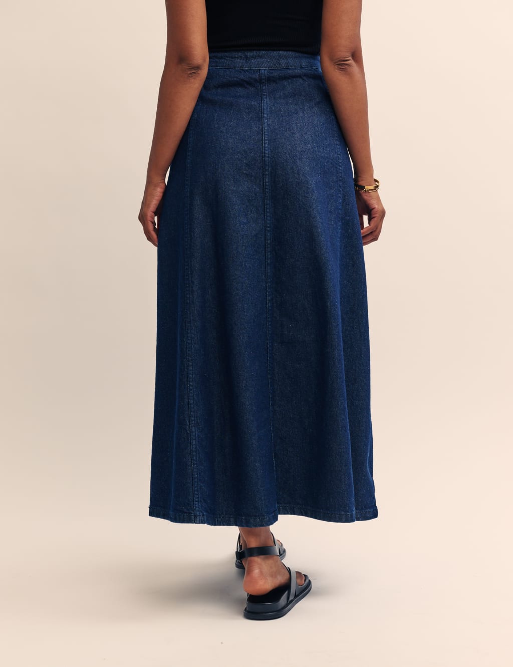 Organic Cotton Denim Maxi A-Line Skirt 2 of 5