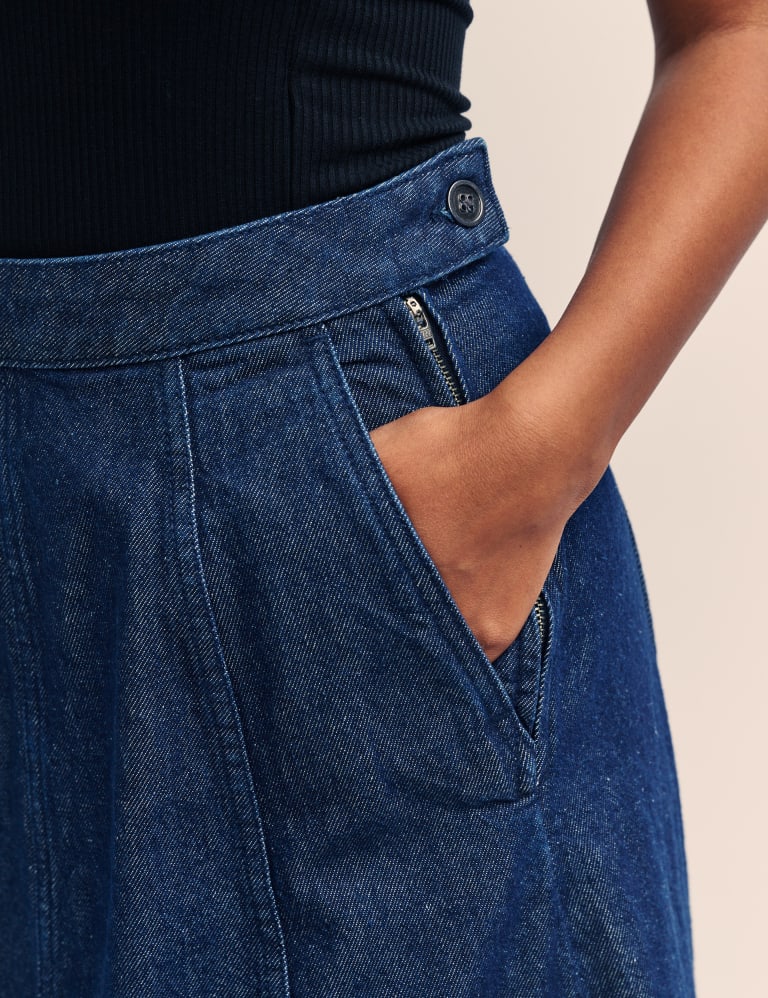 Organic Cotton Denim Maxi A-Line Skirt 4 of 5