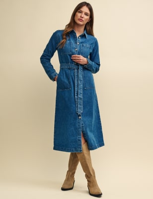 Organic Cotton Denim Midaxi Shirt Dress, Nobody's Child