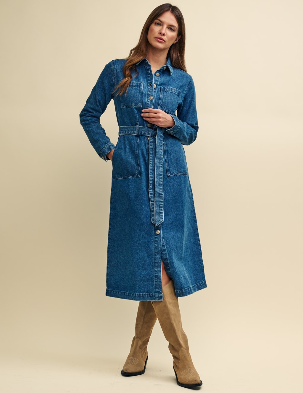 Organic Cotton Denim Midaxi Shirt Dress | Nobody's Child | M&S