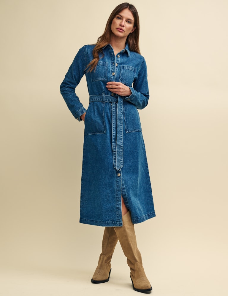 Organic Cotton Denim Midaxi Shirt Dress 1 of 6