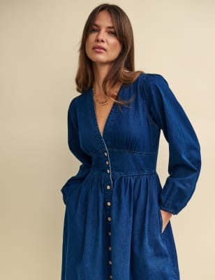 Organic cotton denim shirtdress