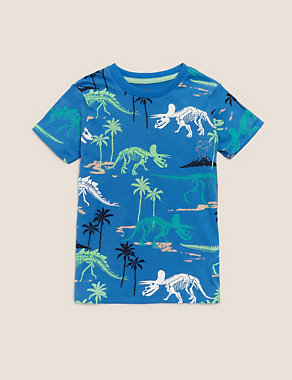 Organic Cotton Dinosaur T-Shirt (2-7 Yrs) Image 2 of 4