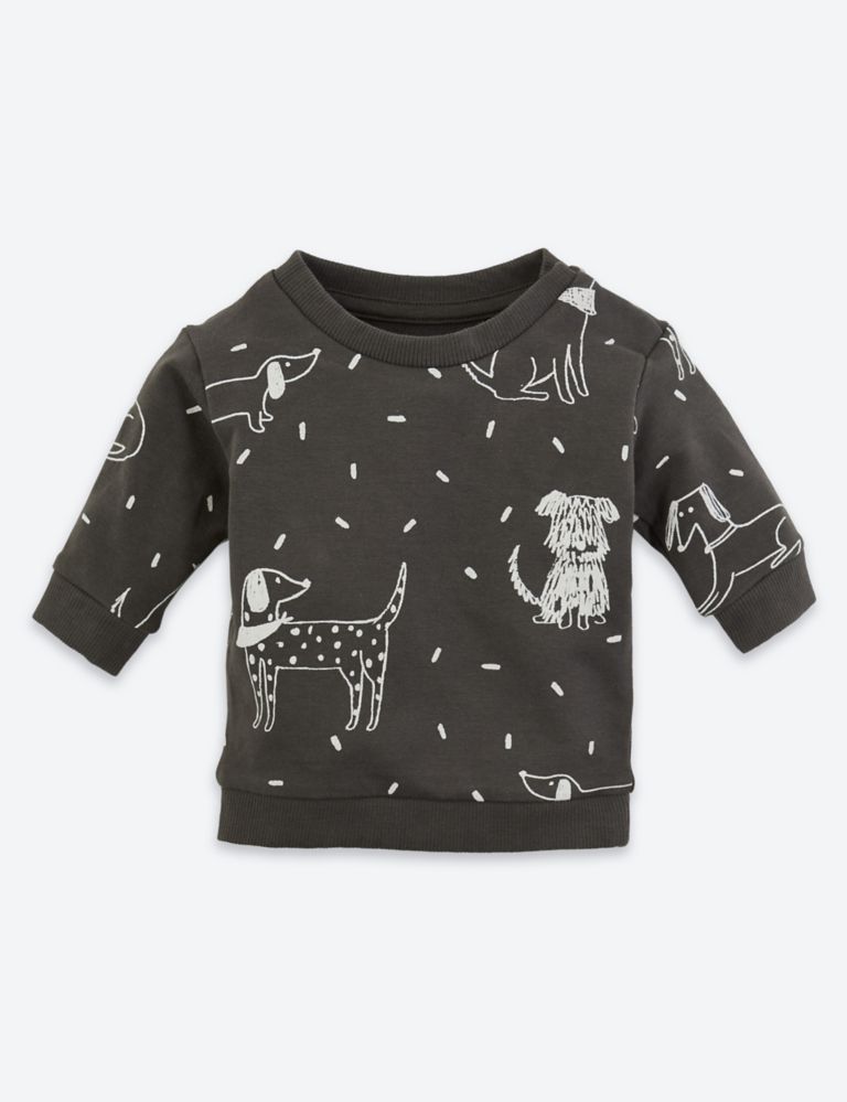 Organic Cotton Dog Print Sweatshirt (7lbs-3 Yrs) 1 of 3