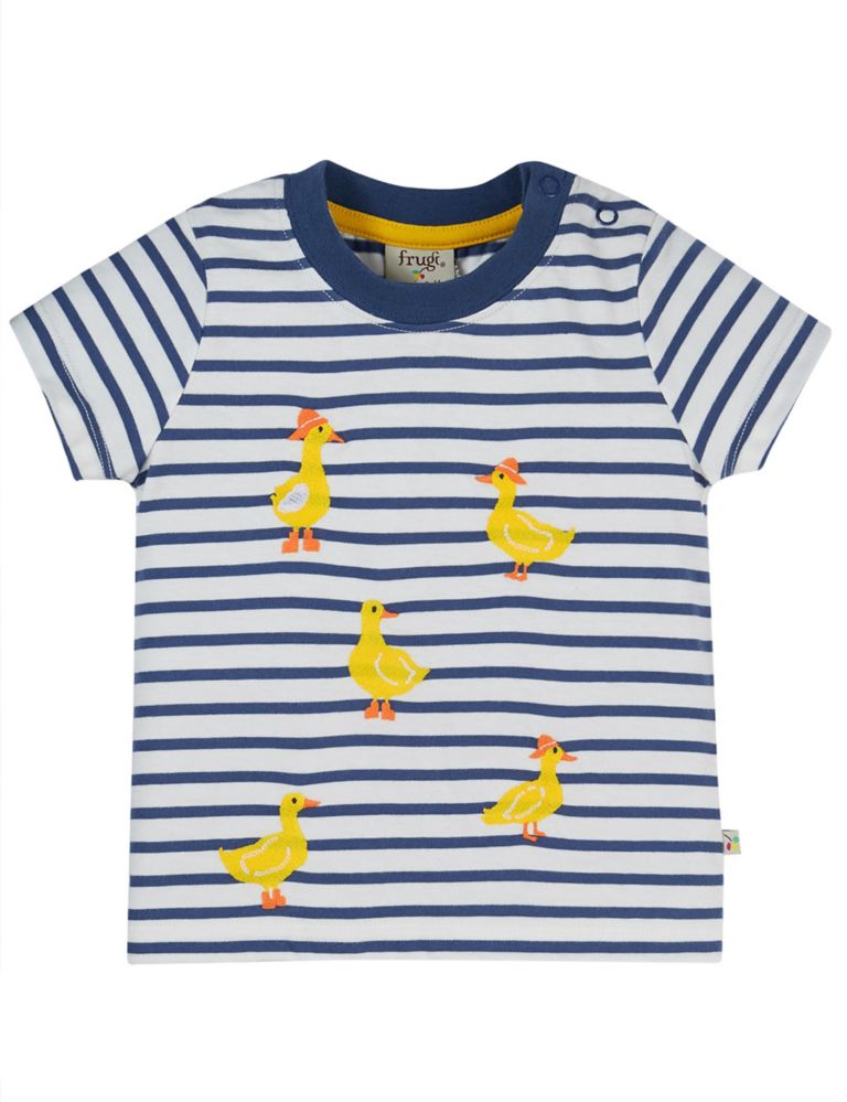 Organic Cotton Duck Striped T-Shirt (0-3 Yrs) 1 of 2