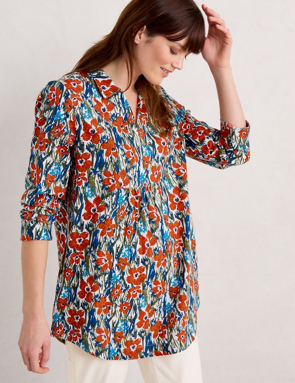 Organic Cotton Floral Collared Tunic 2 of 5