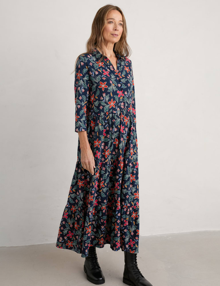 Organic Cotton Floral Midaxi Shirt Dress 1 of 6