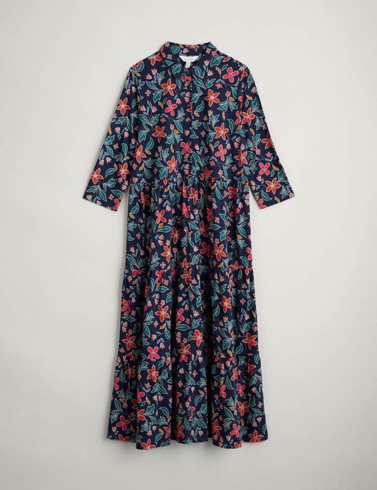 Organic Cotton Floral Midaxi Shirt Dress 3 of 6