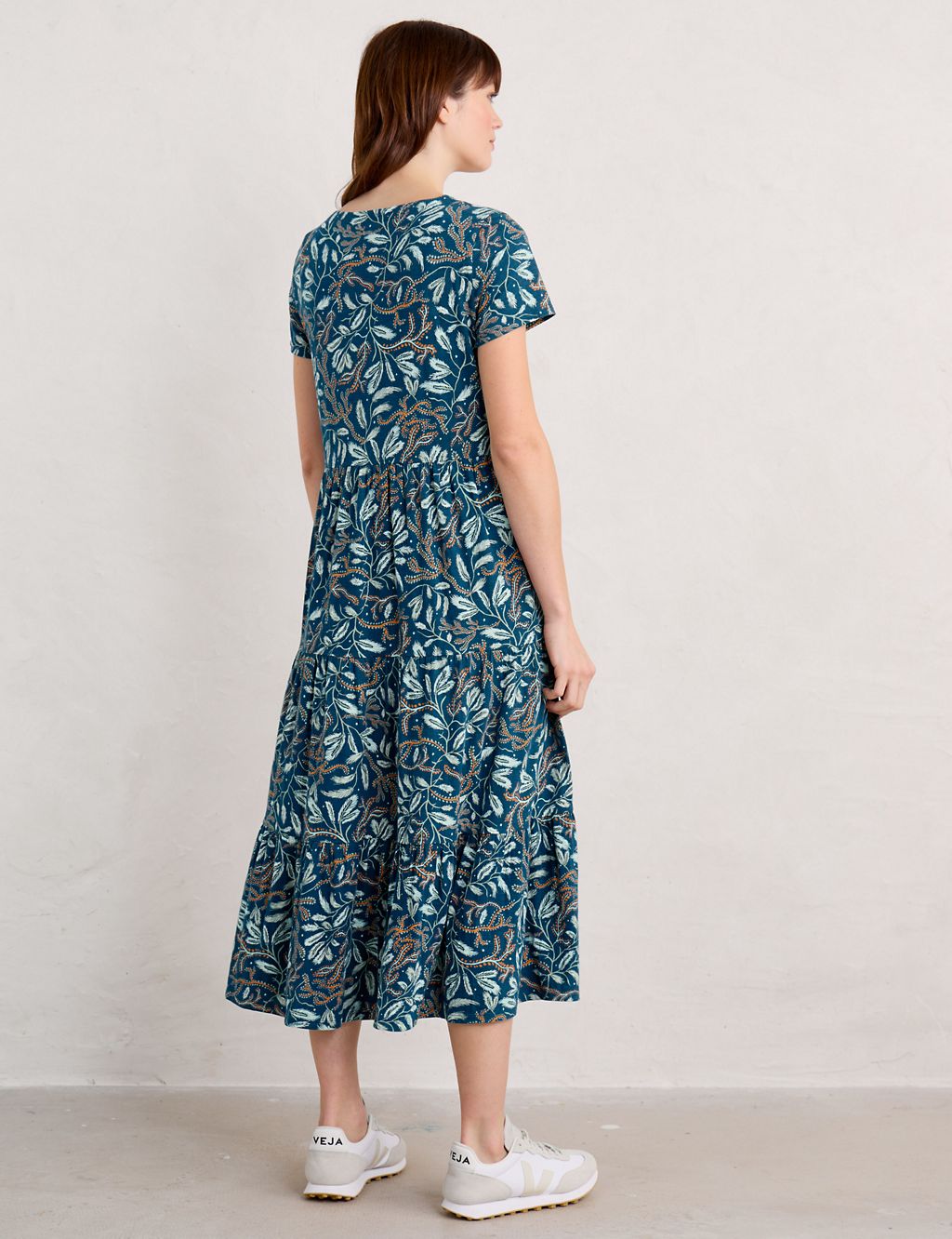 Organic Cotton Floral Midi Tiered Dress 7 of 9