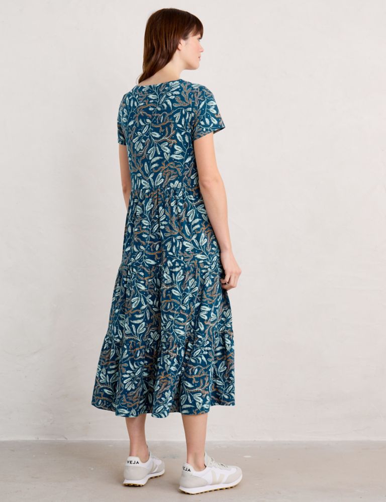 Organic Cotton Floral Midi Tiered Dress 4 of 9