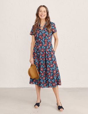 Organic Cotton Floral Midi Waisted Dress Image 3 of 5