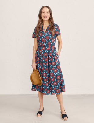 Organic Cotton Floral Midi Waisted Dress Image 3 of 5