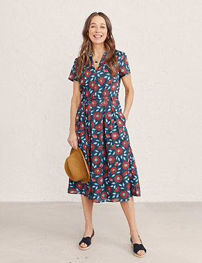 Organic Cotton Floral Midi Waisted Dress Image 3 of 5
