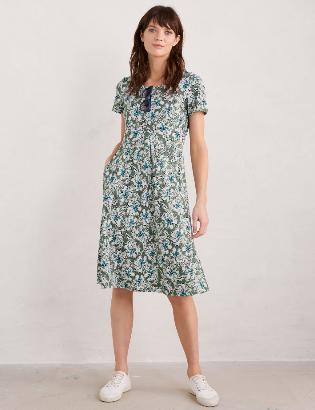 Organic Cotton Floral Midi Waisted Dress 3 of 5