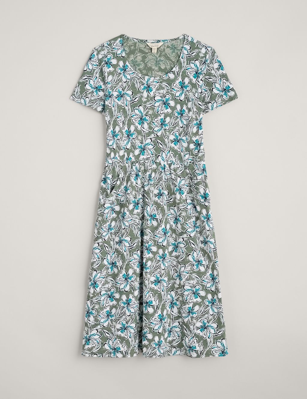 Organic Cotton Floral Midi Waisted Dress 1 of 5