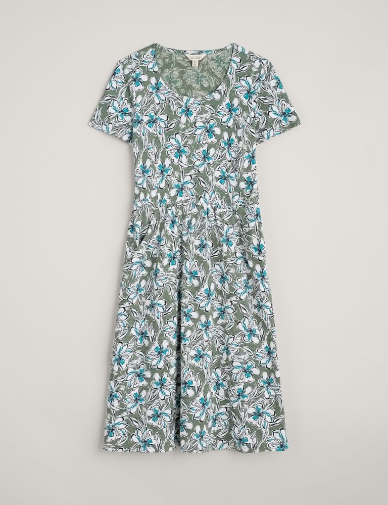 Organic Cotton Floral Midi Waisted Dress 2 of 5