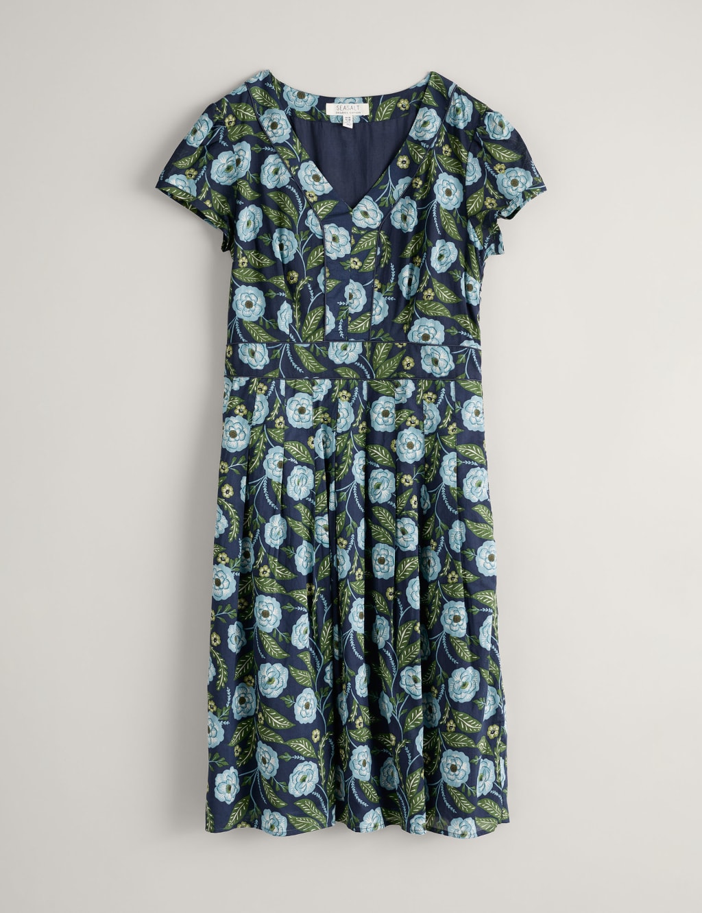 Organic Cotton Floral VNeck Waisted Dress Seasalt Cornwall M&S