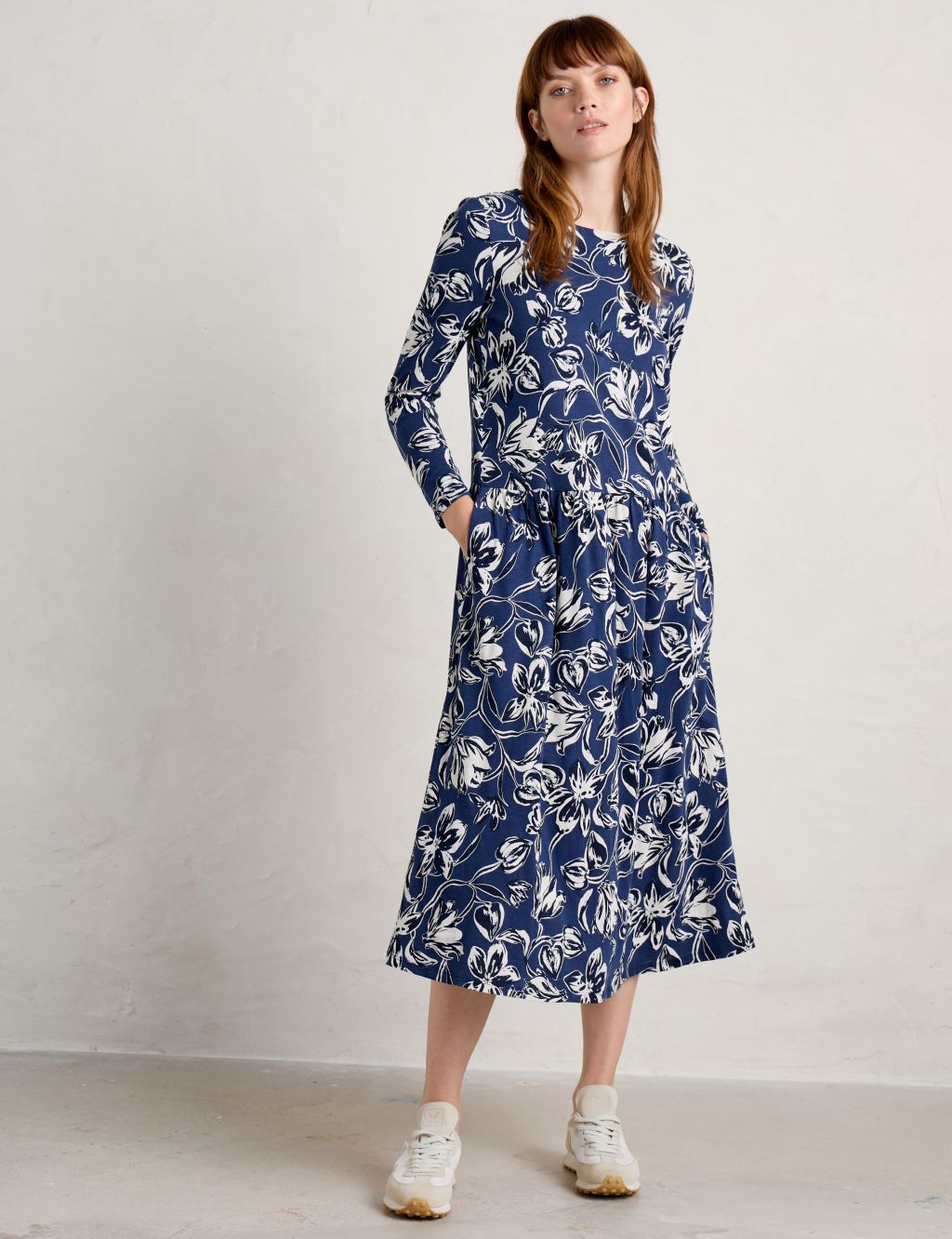 Organic Cotton Floral Waisted Midi Dress | Seasalt Cornwall | M&S