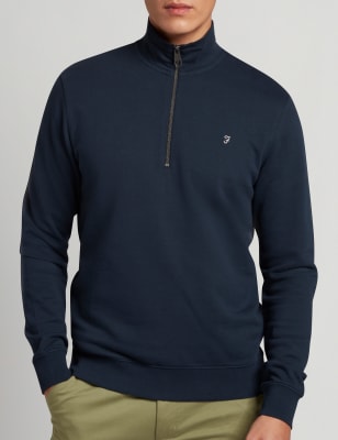 Organic Cotton Half Zip Sweatshirt | Farah | Mu0026S