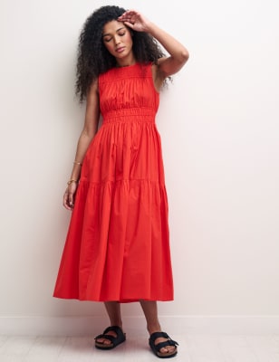 Organic Cotton Midaxi Waisted Dress | Nobody'S Child X Happy Place | M&S